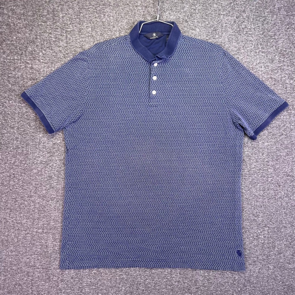 Hart Schaffner Marx Polo Shirt Mens Large Blue Geometric Classic Business Casual